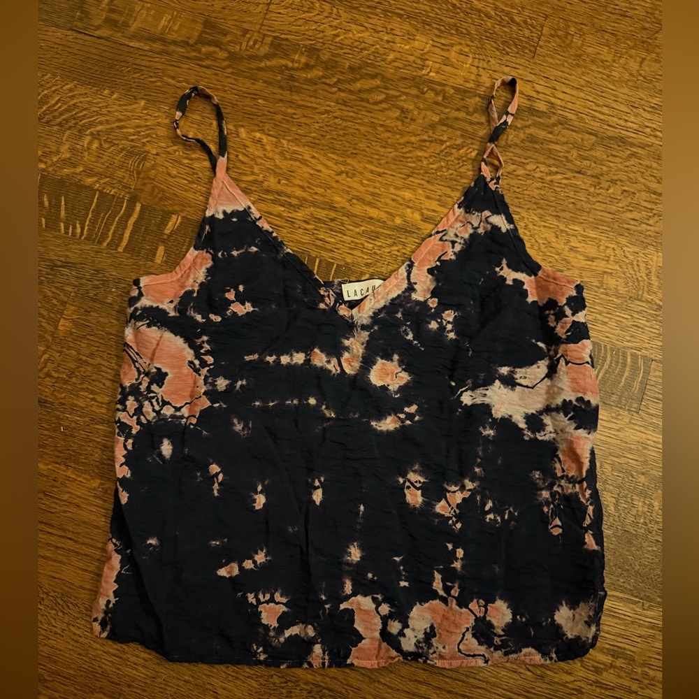 LACAUSA Black & Blush Tie-Dye V-Neck Cami